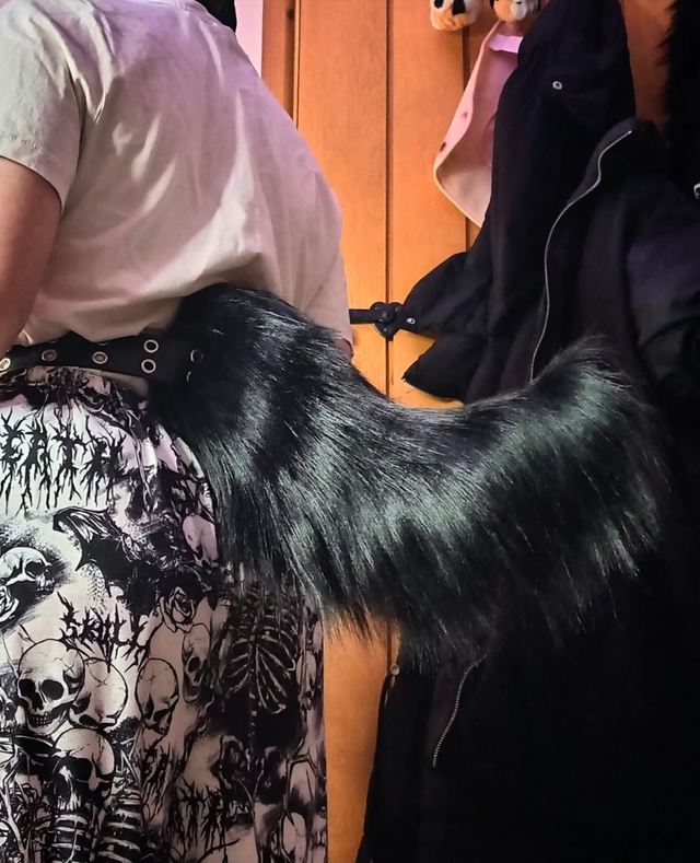 Pre-made black puppy tail