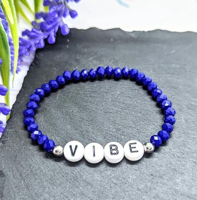 Indigo Ceramic Beaded "Vibe" Children's Stretch Bracelet 