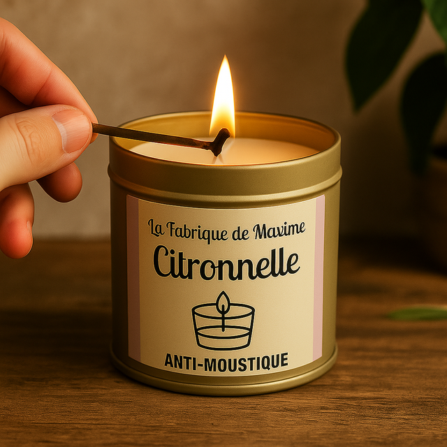Bougie Artisanale à la Citronnelle – Anti-moustiques 150g