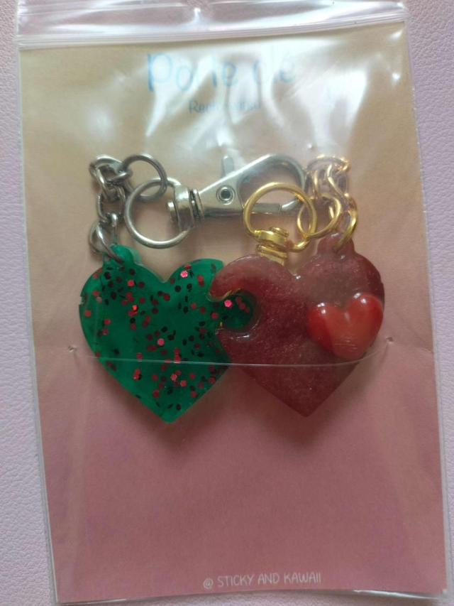 Porte clé coeur double