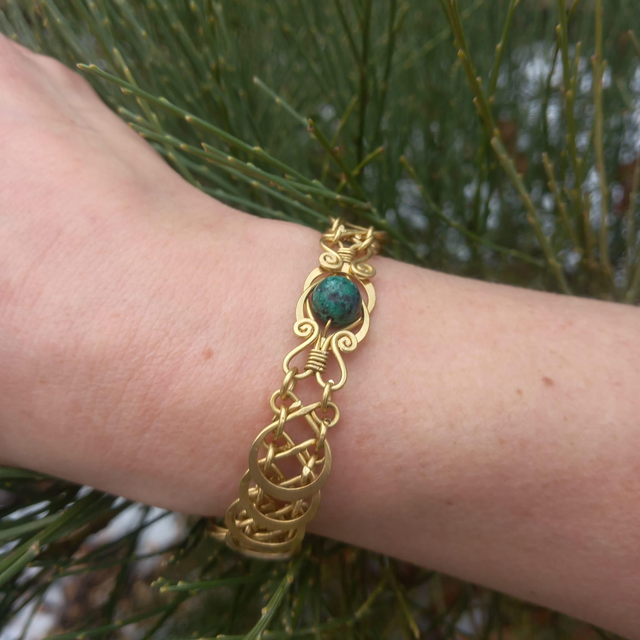 Bracelet 7 Laiton &amp; Verte