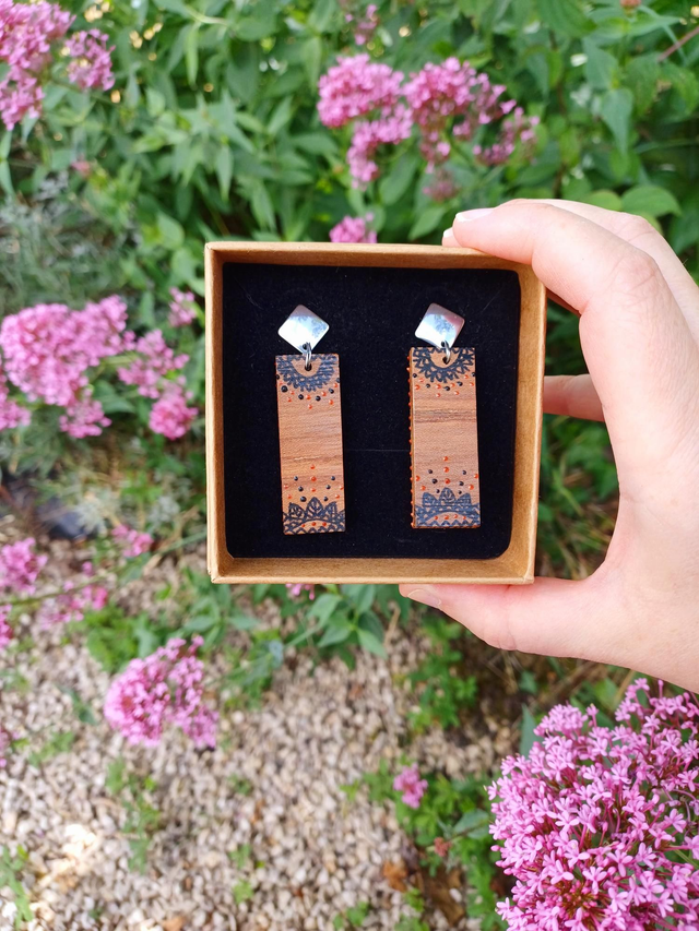 "Woody " - Boucles d'oreilles chutes de bois