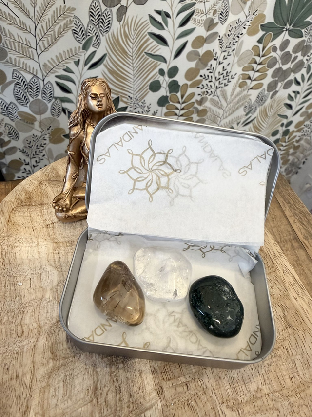 Box Astro Balance - Quartz fumé, agate mousse, cristal de roche