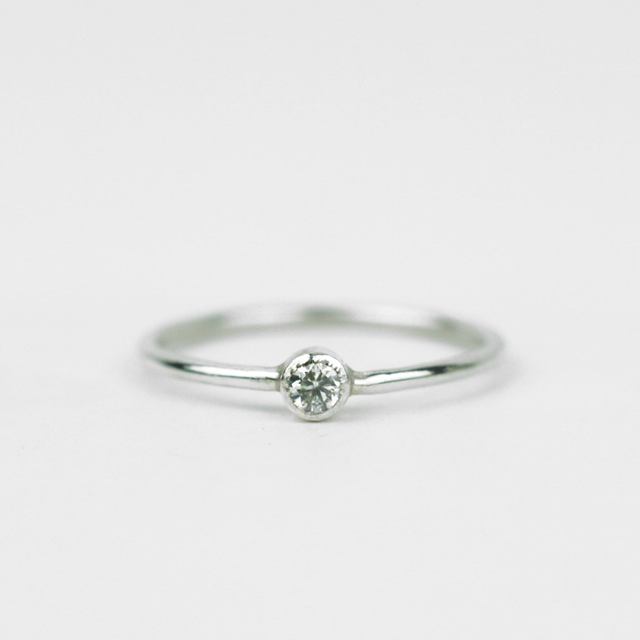 Moissanite recycled silver Handmade Ring