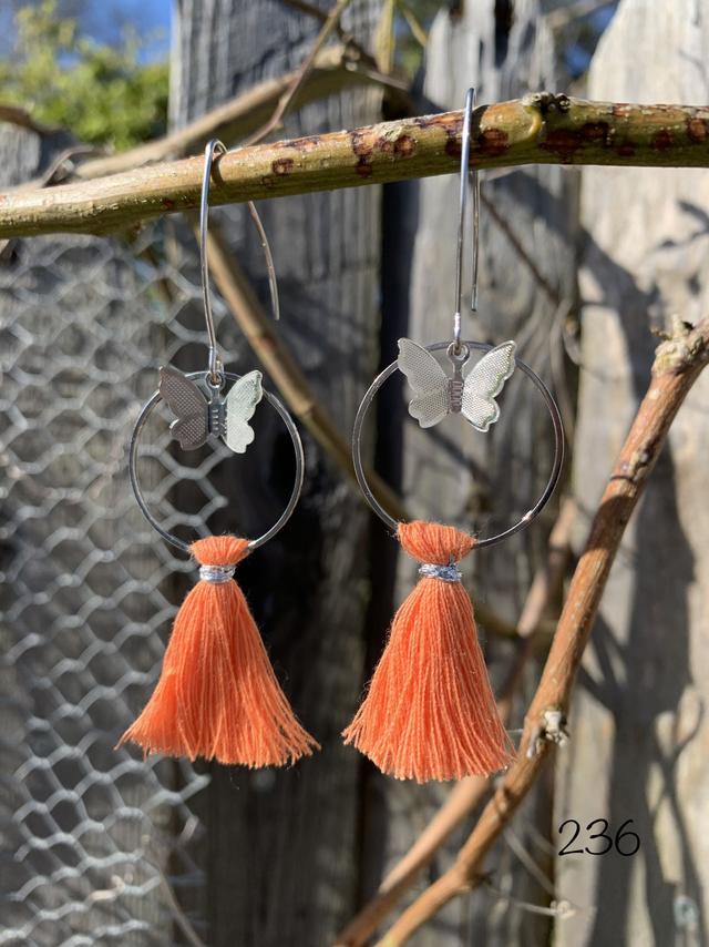 🧡Boucles d’oreilles “Papillon Orange” -  Réf. 236