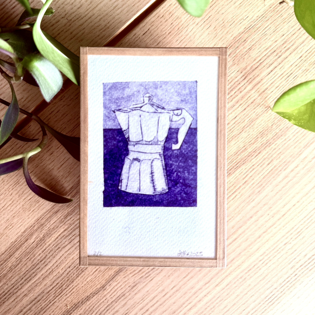 Moka pot solo bleu concentré - petit cadre 10x15