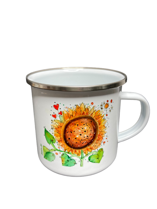 Emailletasse "Sonnenblume"