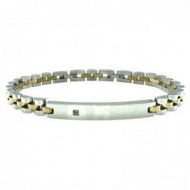 Bracciale uomo in acciaio bicolore e cristallo