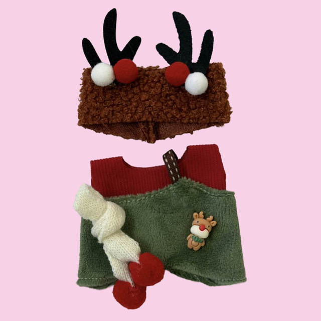 17cm Doll Costume (Reindeer with white scarf)