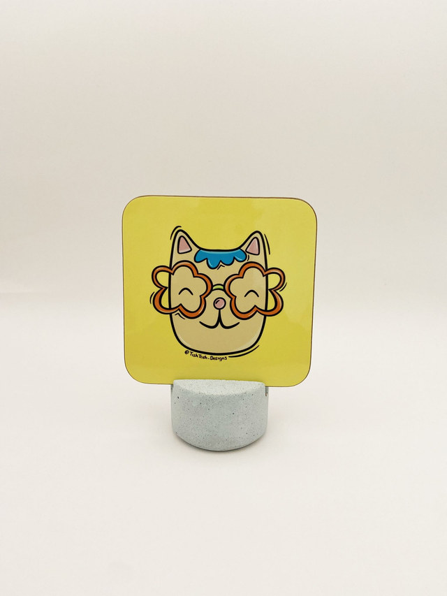 Yellow cat coaster