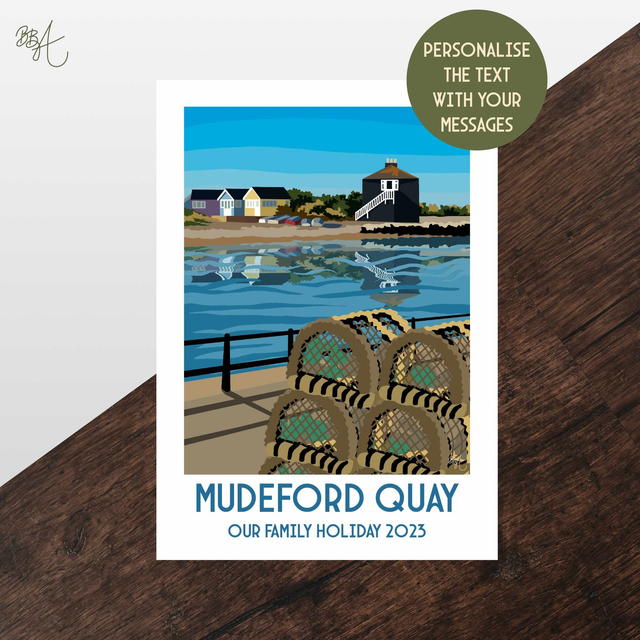 Mudeford Quay, Travel Poster Print - Vintage Style Dorset Wall Art