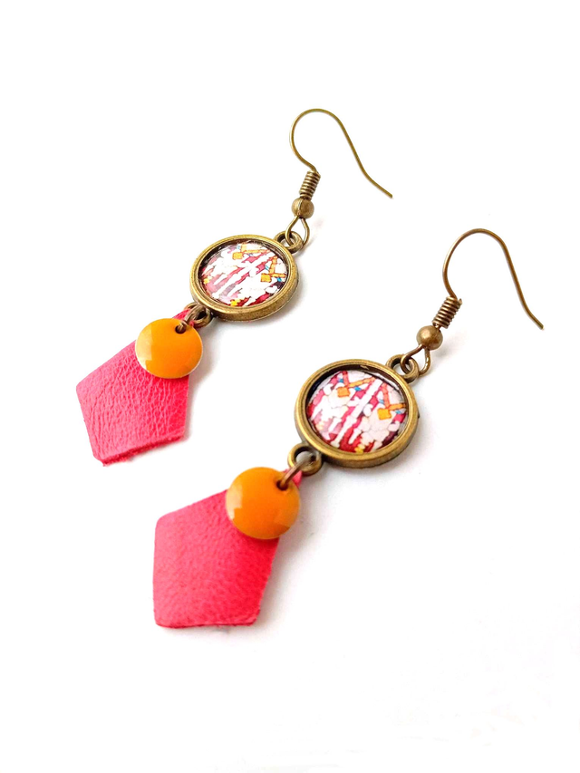 BO Médiévales Cabochon Vitraux- CUIR et PAPIER RECYCLÉS - Pièces Artisanales et Uniques