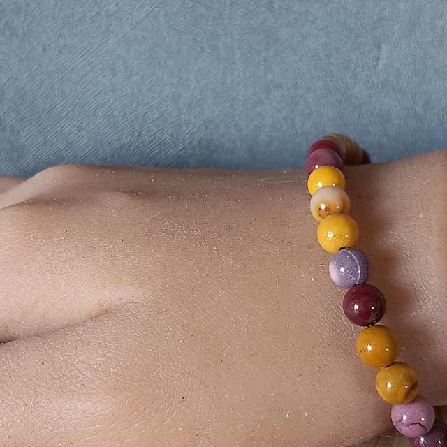 Bracelet ajustable en Jaspe mokaïte