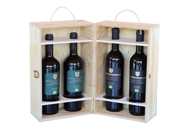 CONFEZIONE 4 BOTTIGLIE LEGNO CHIARO