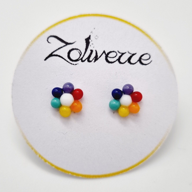 Puces d&#039;oreilles - Fleurs arc-en-ciel