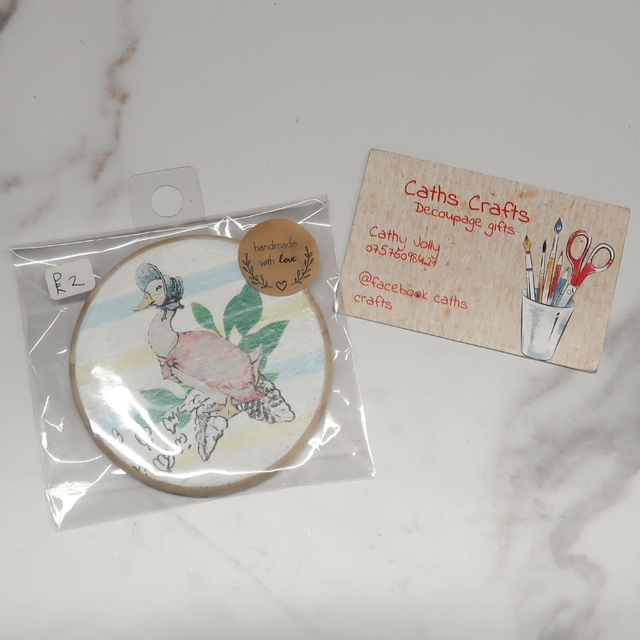 Decoupage 'P Rabbit' Wooden Magnet