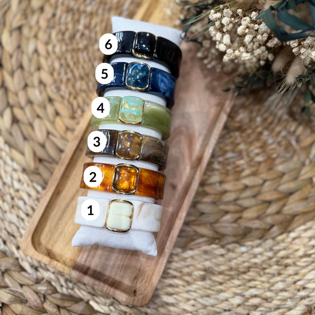 Bracelets résine &amp; carré couleur dorée