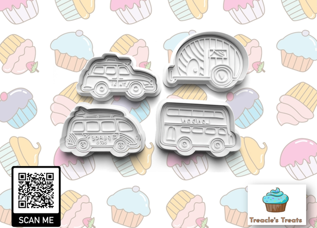 Vehicles Fondant/cookie stamps with cutters