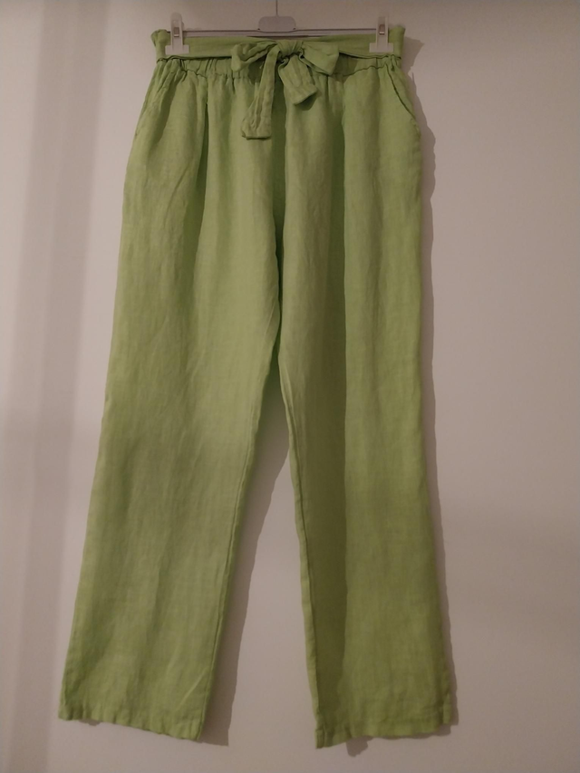 Pantalon en lin vert anis