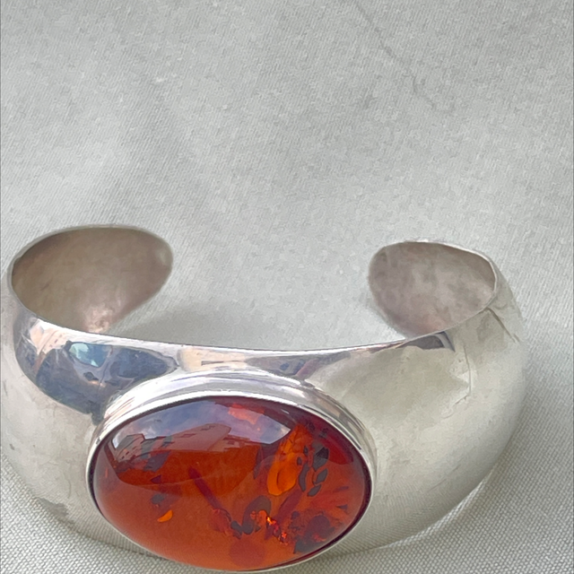 Bernstein Armband Unikat Armspange 925er Silber 