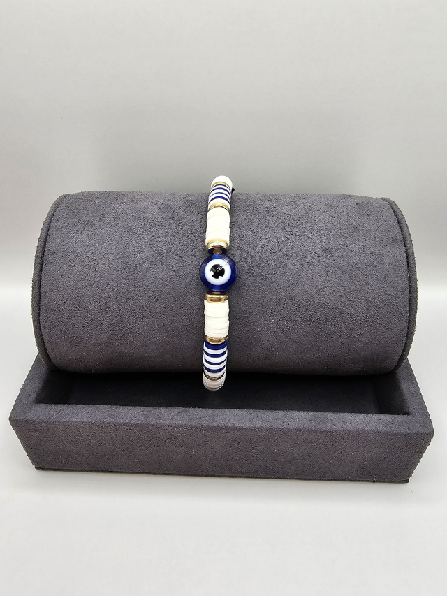 Heishi Clay Bead 'Evil Eye' Bracelet.