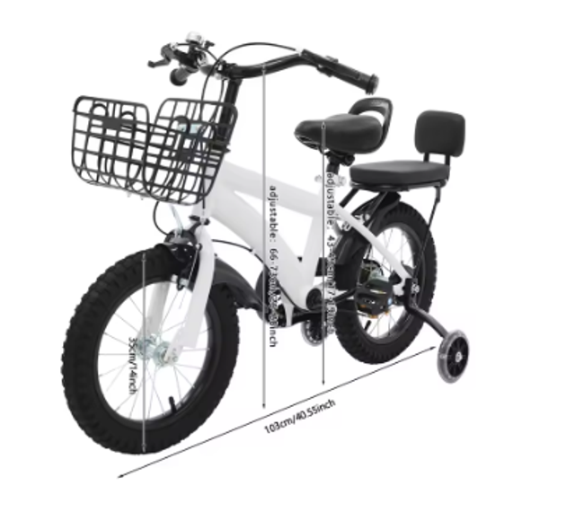 Kinderfiets 14 inch met zijwieltjes verstelbaar 60kg max