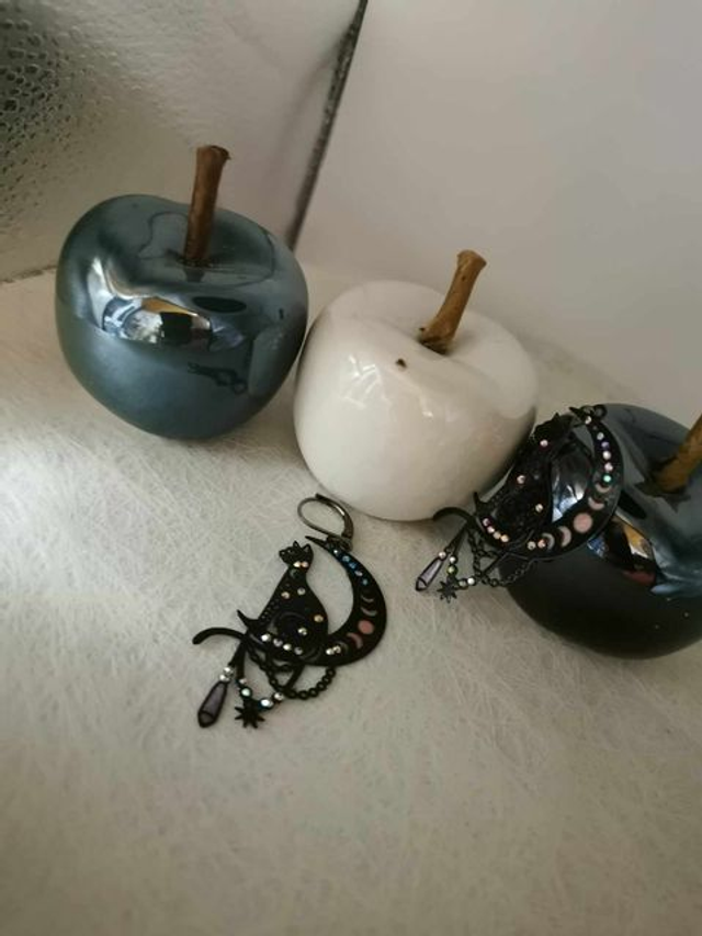 Boucles d'oreilles Chat sur Lune