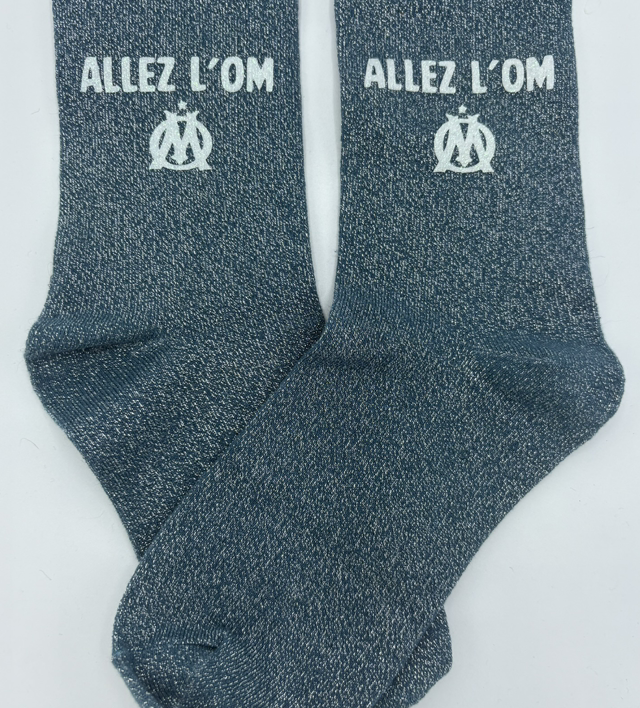 Chaussettes a paillettes phospho ALLEZ L’OM phospho