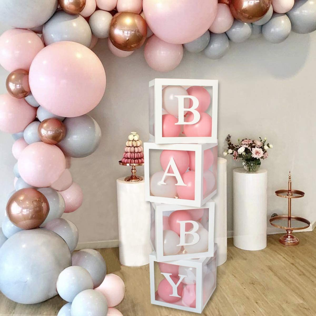 Balloon Filled Baby and Name Boxes 