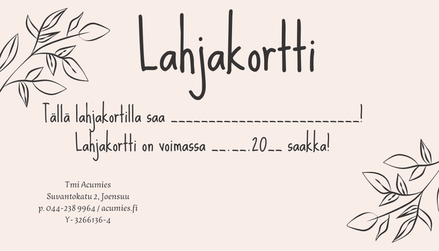 Lahjakortti akupunktio 45 min.