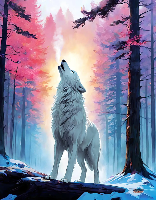 L’appel sauvage d’un loup blanc : une œuvre d’art vibrante pour votre intérieur
