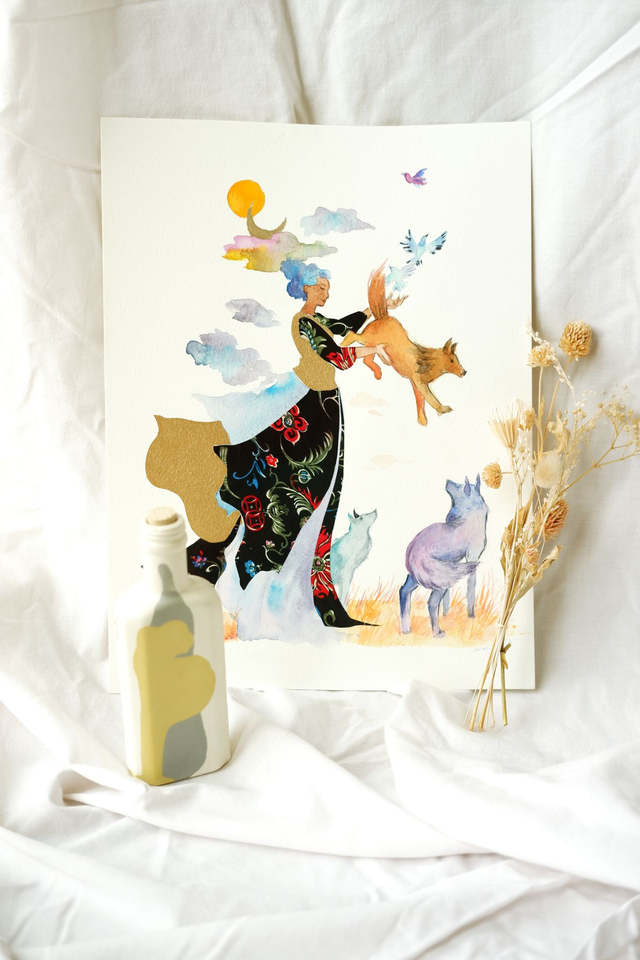 Illustration originale "Déesse Louve"