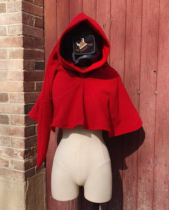 Chaperon à cornette en laine doublé lin