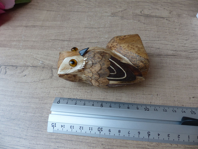 Figurine hibou en paille peint à la main – Sculpture artisanale vintage pour décoration bohème champêtre et maison de campagne, idée cadeau