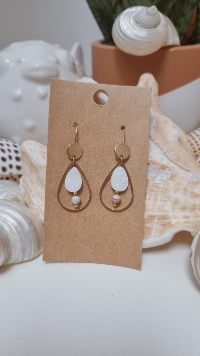 Boucles d'oreilles feuille nacre 