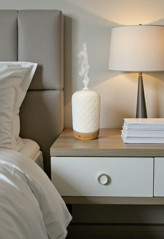 Diamond Check Ceramic/Wood Effect Electric Mist Diffuser