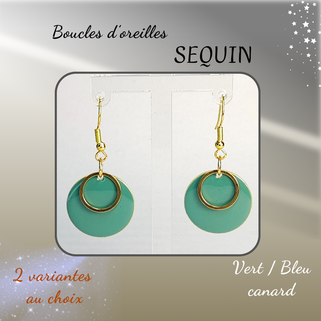 Boucles d&#039;oreilles SEQUIN - Canard (vert/bleu)