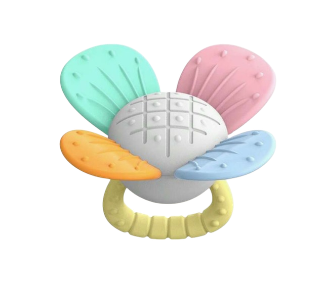 Mordedor de silicona con sonajero Flor Arcoiris