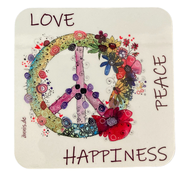 Untersetzer "Peace - Love, Peace & Happiness"