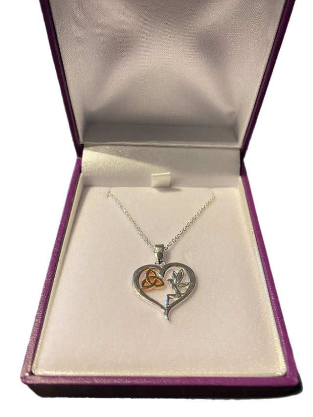 Sterling Silver Celtic Fairy Triquatra Heart Necklace