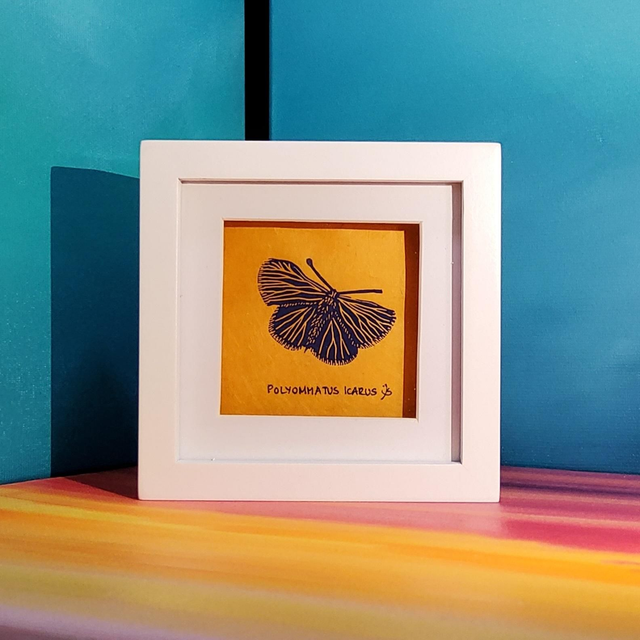 Blauer Falter | Linoldruck