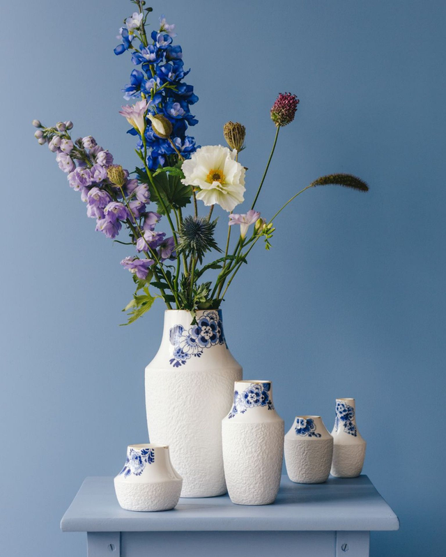 Heinen Delfts Blauw Blauw Bloesem vaas nr. 1