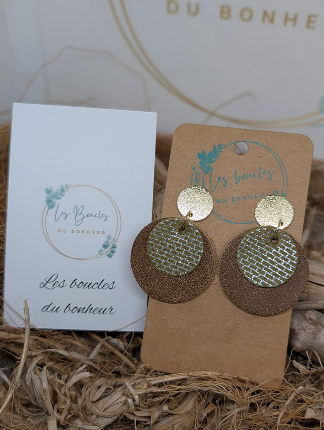 Boucles d&#039;oreilles Moon marron kaki mo014