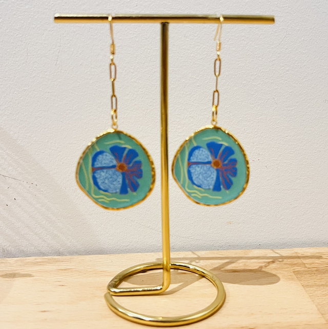 💙 Boucles d’Oreilles Fleur Bleue - pièce unique 