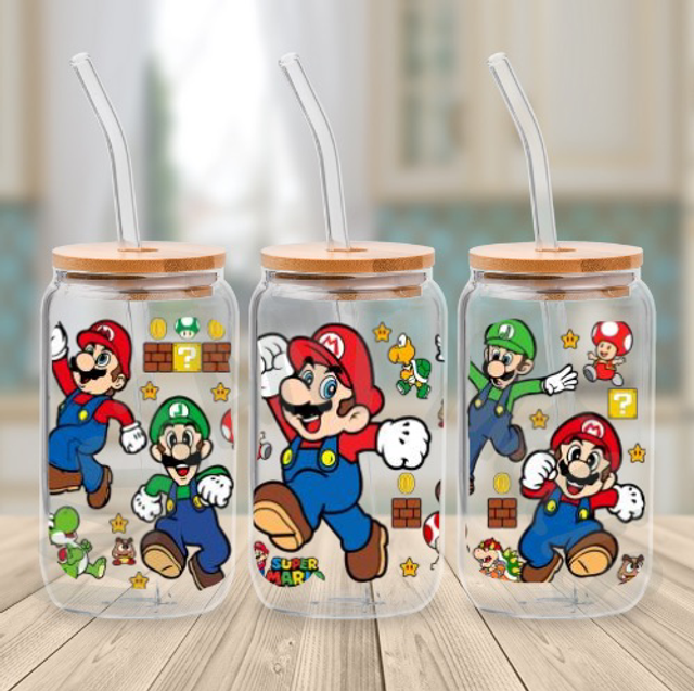 Canette en verre - Mario et Luigi