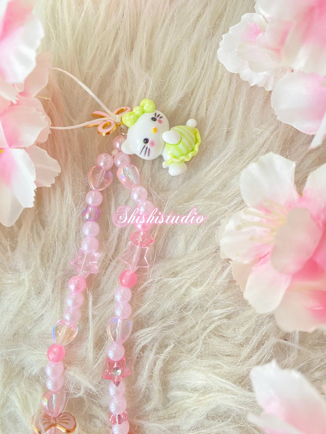 Hello Kitty green bracelet phone strap 