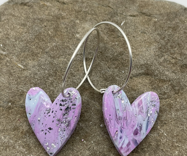 Ocean mist large heart hoops 