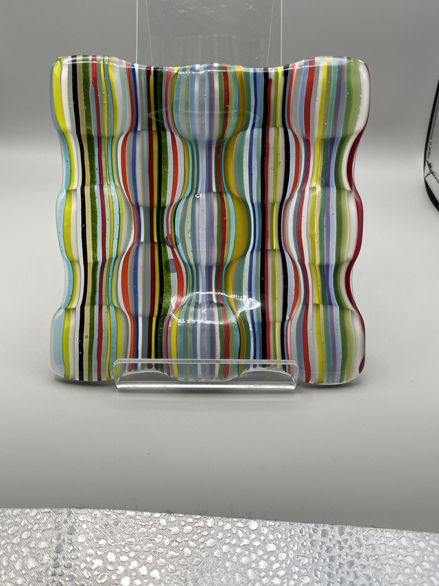 Multi Coloured Optic Square Dish