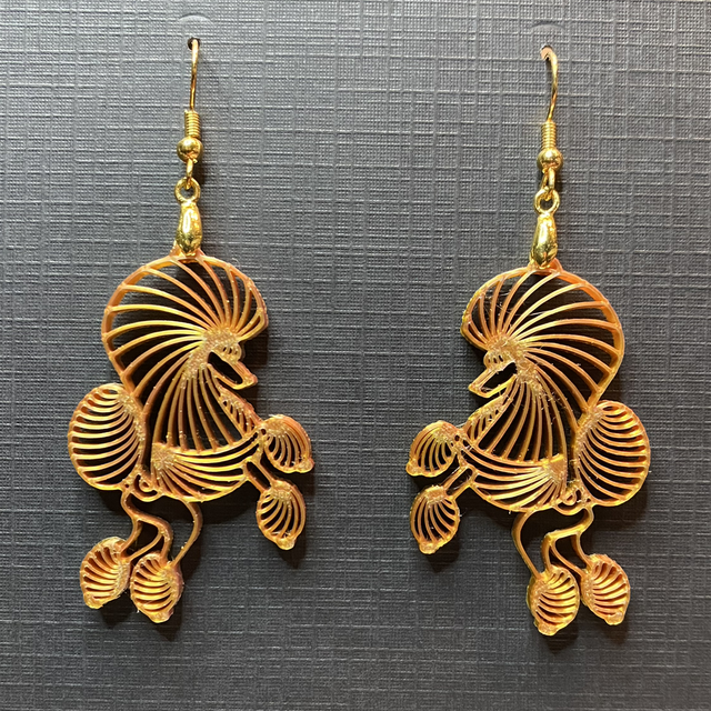 3D - Earrings Poodle Continental Bronze