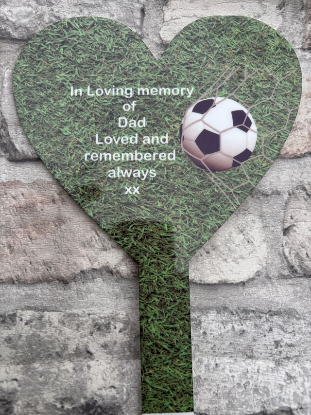 Heart football grave marker